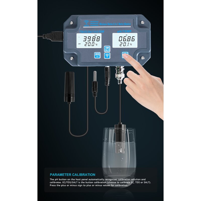 Online Water Quality Tester Factory - OEM/ODM Custom Online Water Quality Tester 6-in-1 Multifunction Smart Monitor APP