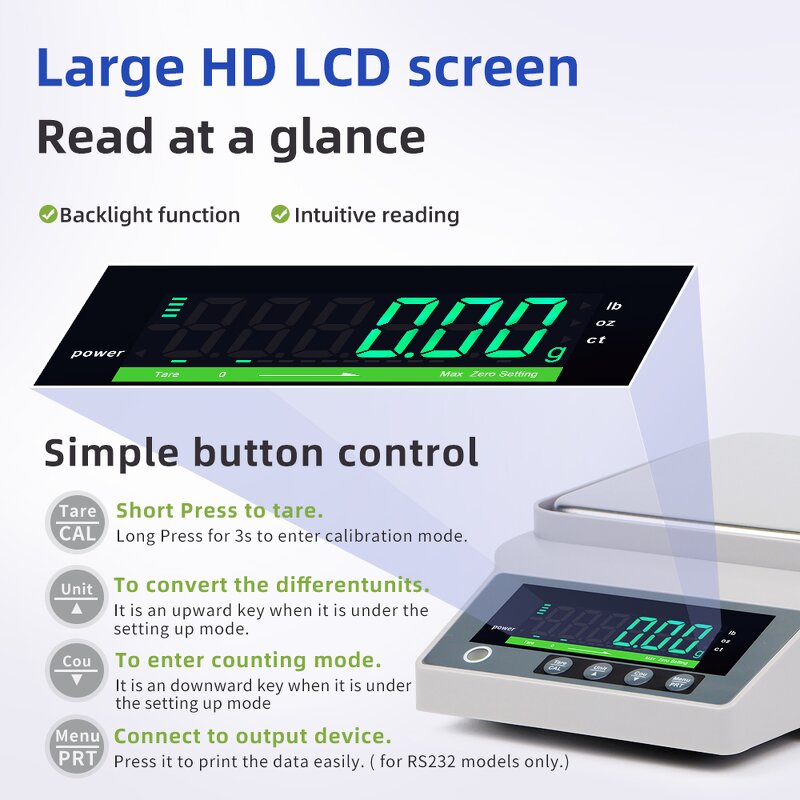 Electronic Balance Manufacturer - OEM/ODM Custom 1000-10000g 0.1g Stainless Steel Industrial Laboratory Scale
