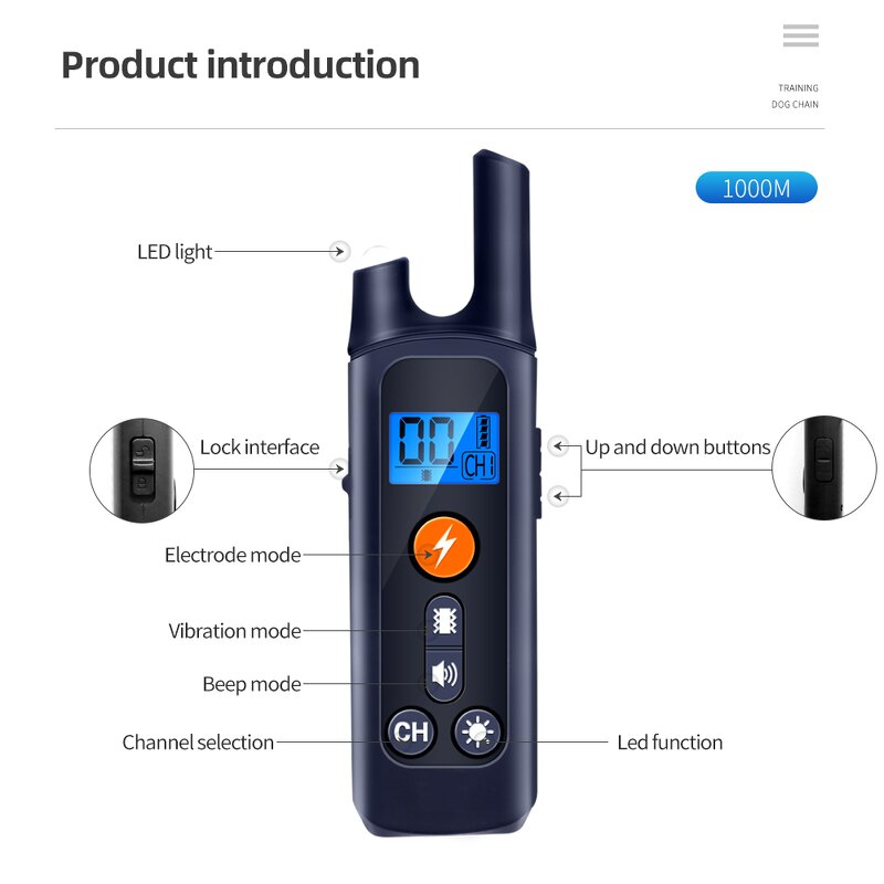 Dog Training Collar Manufacturer - OEM/ODM Custom 1000m Portable Waterproof Rechargeable Training Dog Remote Control Collar