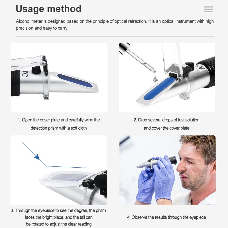 Handheld Liquor Alcohol Refractometer Manufacturer - OEM/ODM Custom 0-80% ATC Handheld Liquor Alcohol Refractometer for Alcohol