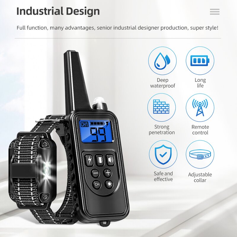 LCD Electronic Dog Training Collar Manufacturer - OEM/ODM Custom LCD Display 800m Electronic Dog Training Collar Rechargeable