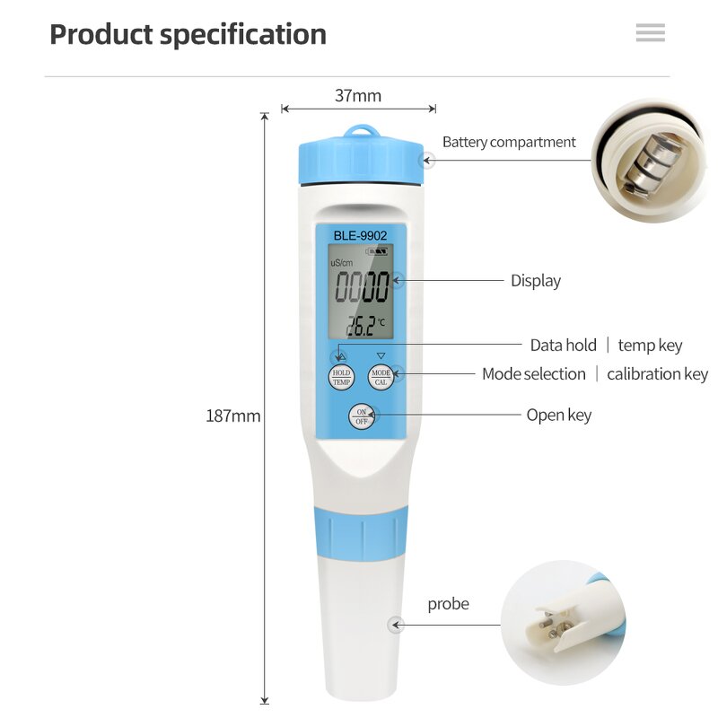Pen Type Water Quality Tester Factory - OEM/ODM Custom YINMIK BLE-9902 Pen Type Waterproof Water Quality Tester 3 in 1