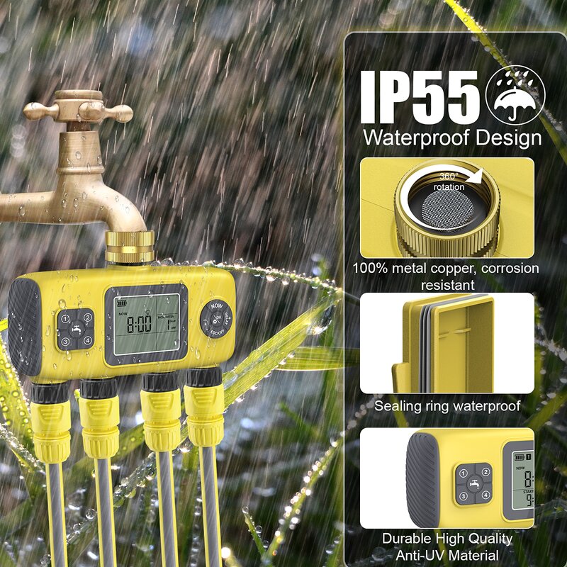 Automatic Irrigation Timer Factory - OEM/ODM Custom Wholesale New Arrivals 4-Way Automatic Irrigation Timer Waterproof Large