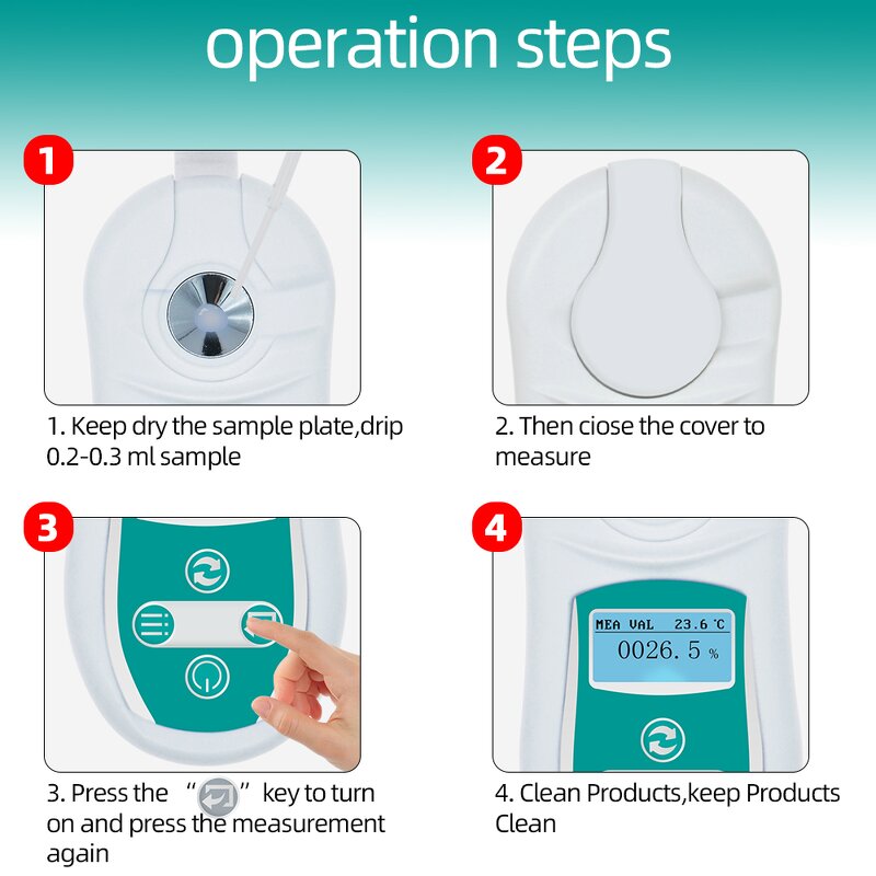 Digital Brix Refractometer Factory - OEM/ODM Custom PAL-105 0-53% Handheld Sugar Test Meter Digital Brix Refractometers