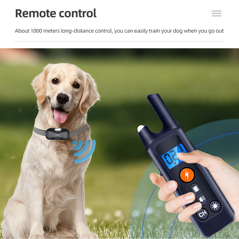 Dog Training Collar Manufacturer - OEM/ODM Custom 1000m Portable Waterproof Rechargeable Training Dog Remote Control Collar