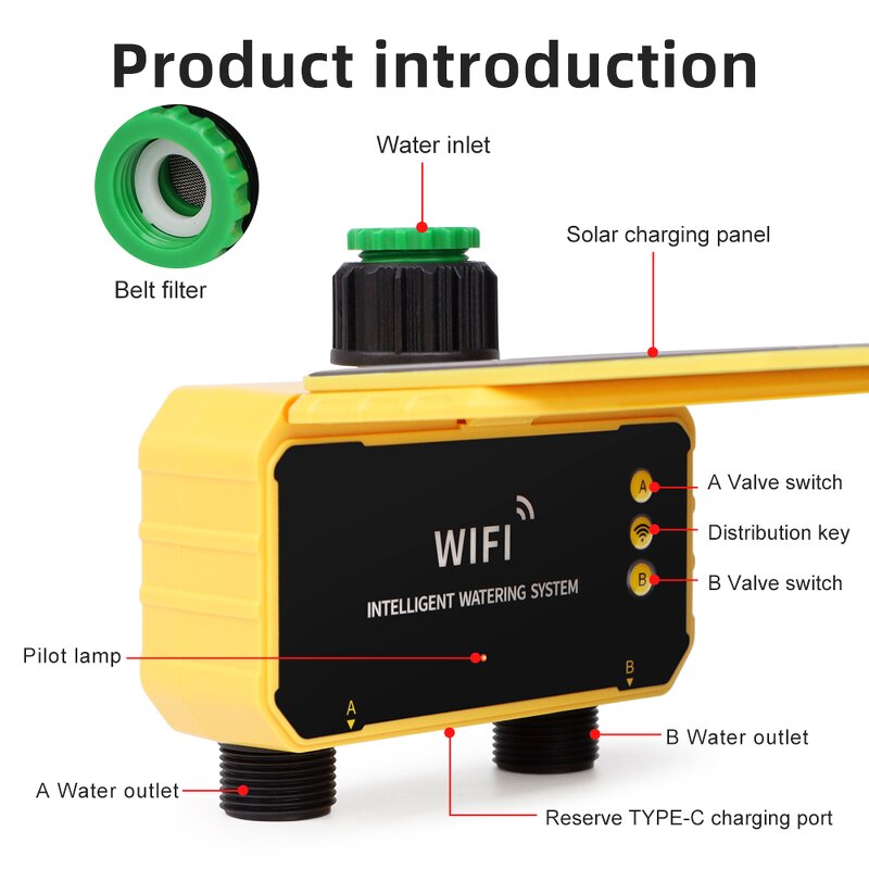 Wifi Solar Water Timer Manufacturer - OEM/ODM Custom Wholesale New Design Wifi Solar 2 Outlets Water Timer Garden