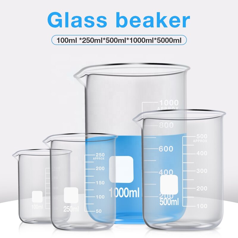 Glass Beaker Manufacturer - OEM/ODM Custom Glass Beakers 1000ml Borosilicate Glass Mug for School Low Form Beaker
