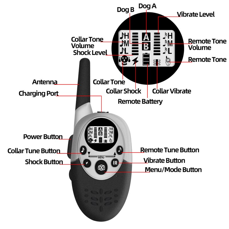 Dog Training Collar Factory - OEM/ODM Custom 1000m Waterproof Dog Trainer Collar Remote Rechargeable Anti Barking