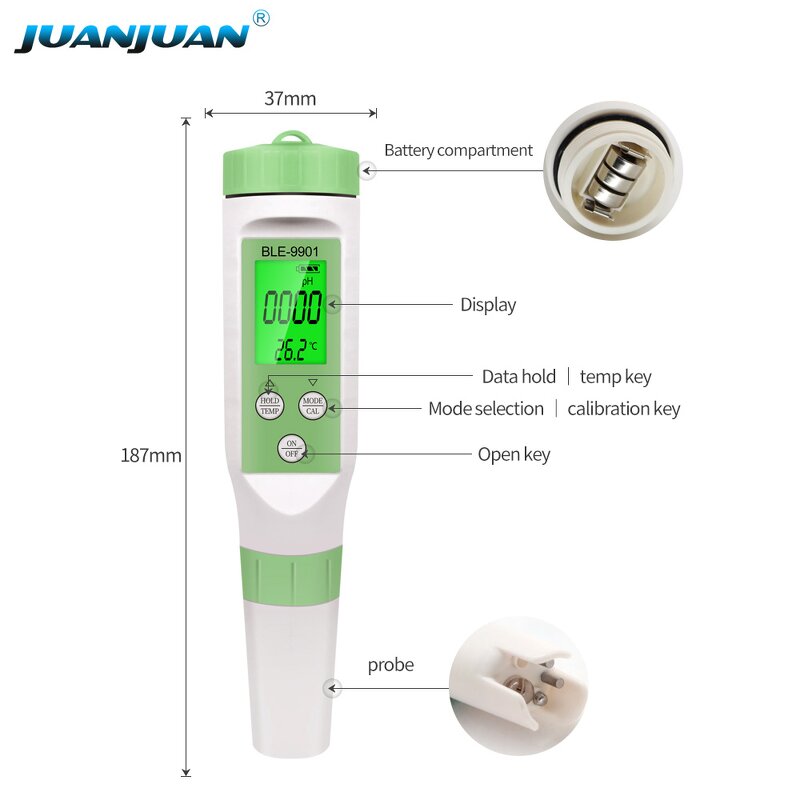 Water Quality Tester Manufacturer - OEM/ODM Custom BLE-9901 Water Quality Tester 3 in 1 Temperature TDS PH Meter APP