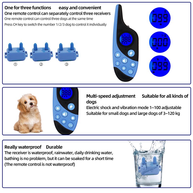 Smart Dog Training Collar Factory - OEM/ODM Custom L-668 Electric Waterproof Rechargeable Remote Control Smart Dog Collar