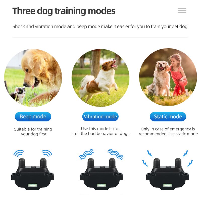 Electric Dog Training Collar Factory - OEM/ODM Custom 800m Rechargeable LED Beep Vibration Safe Shock Electric Dog Collar