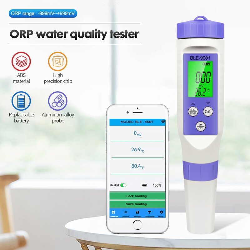 Smart Water Quality Tester Factory - OEM/ODM Custom BLE-9001 Smart Blue Tooth Automatic Temperature Water Quality Tester