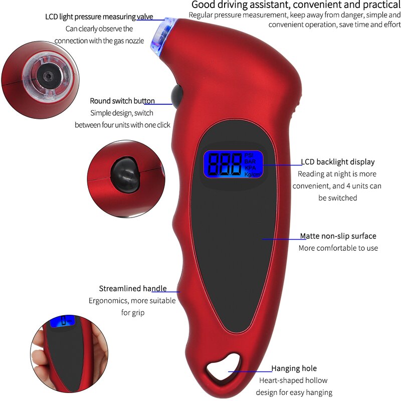 Digital Tire Gauge Factory - OEM/ODM Custom Digital Tire Gauge 150PSI LCD Display Car Tyre Air Pressure Gauge Backlight