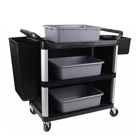Kitchen Trolley Manufacturer - OEM/ODM Custom 3 Layer Stainless Steel Kitchen Trolley Plastic Hotel Service Trolley