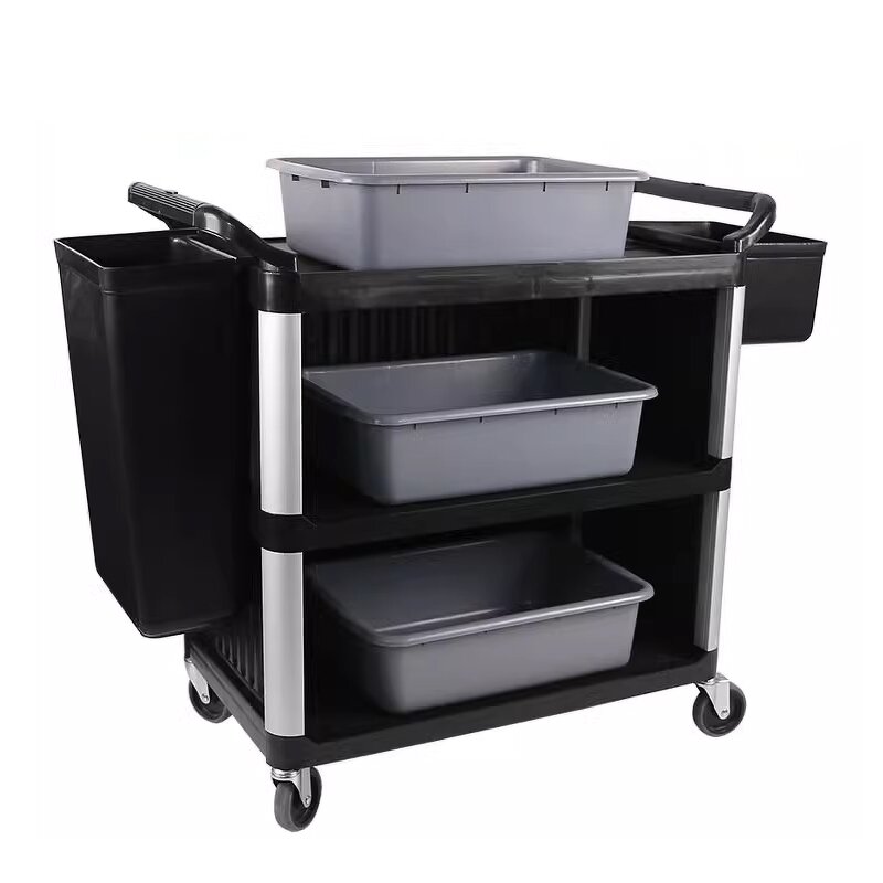 Kitchen Trolley Manufacturer - OEM/ODM Custom 3 Layer Stainless Steel Kitchen Trolley Plastic Hotel Service Trolley
