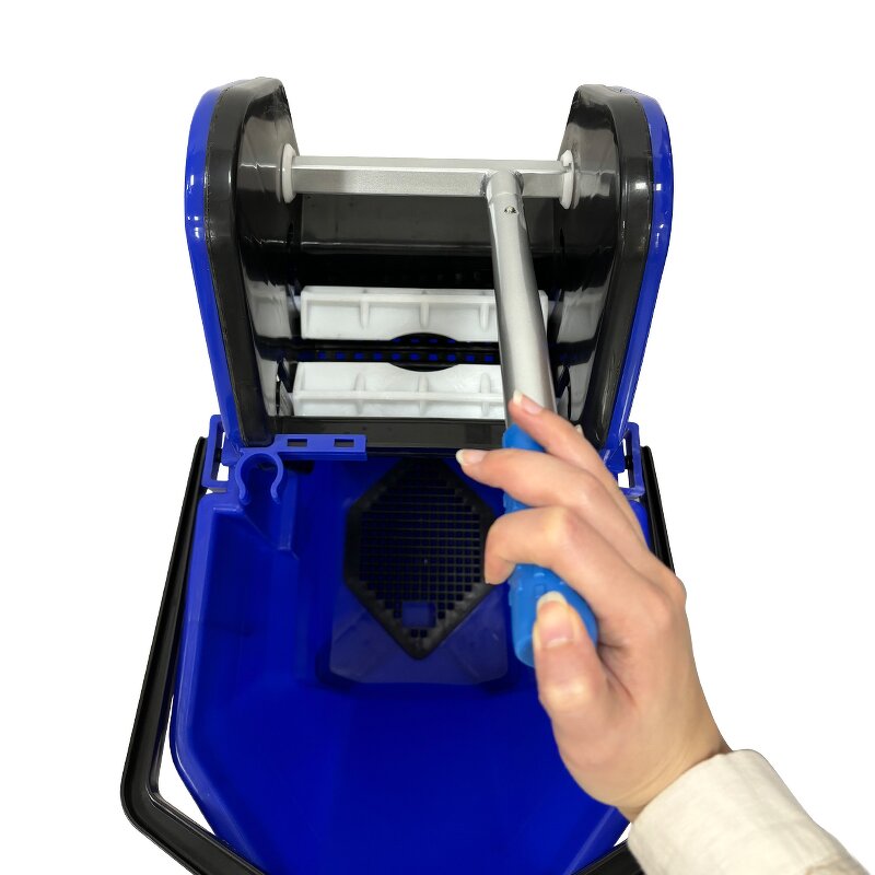 Plastic Wringer Trolley Mop Bucket Manufacturer - OEM/ODM Custom Wholesale Durable Blue Plastic Wringer Trolley Mop Bucket