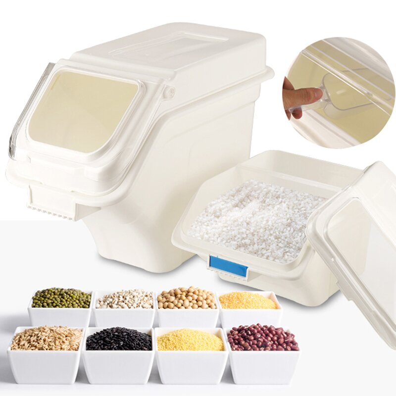 Rice Storage Container Factory - OEM/ODM Custom 40L Food Rice Storage Container with Wheels Flour Cereal Storage Box