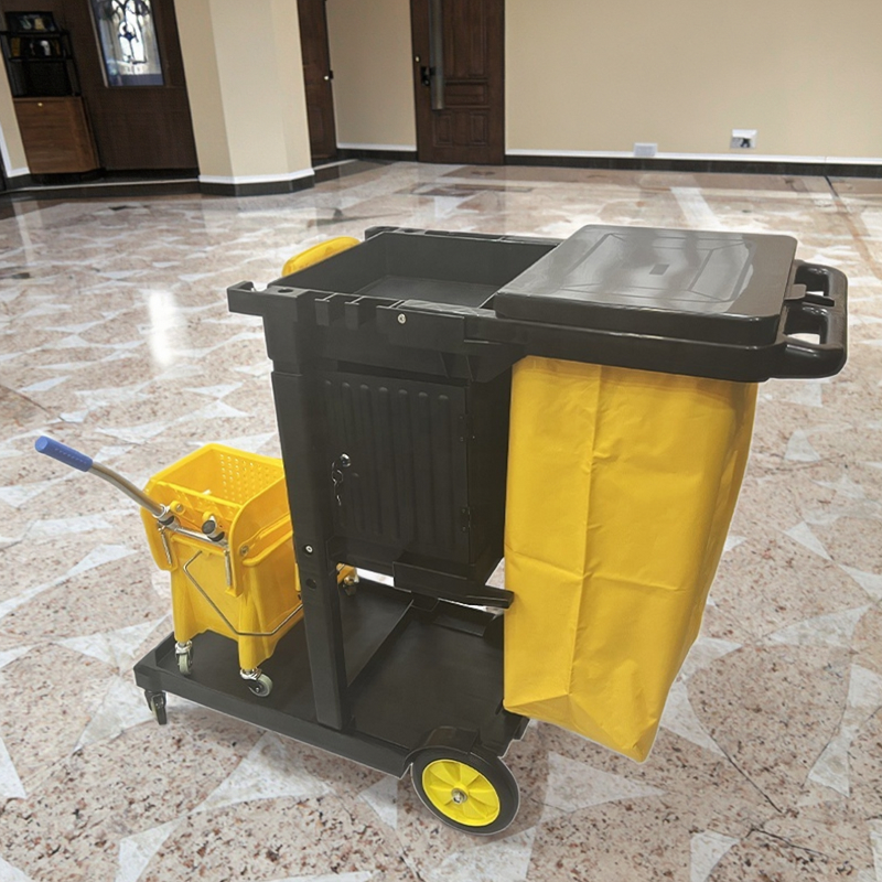 Hotel Cleaning Cart Factory - OEM/ODM Custom High Quality Multifunction Hotel Street Cleaning Cart Plastic Janitorial