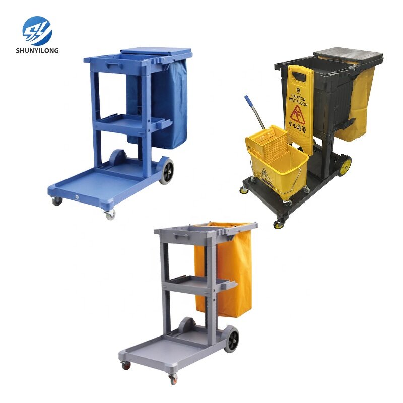 Hotel Cleaning Cart Factory - OEM/ODM Custom High Quality Multifunction Hotel Street Cleaning Cart Plastic Janitorial