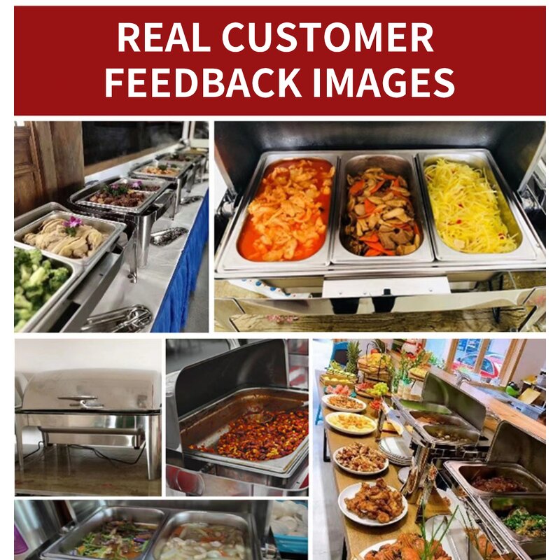 Hot Pot Chafer Set Factory - OEM/ODM Custom Luxury Gold Round Hot Pot Chafer Dishes Buffet Set with Stove