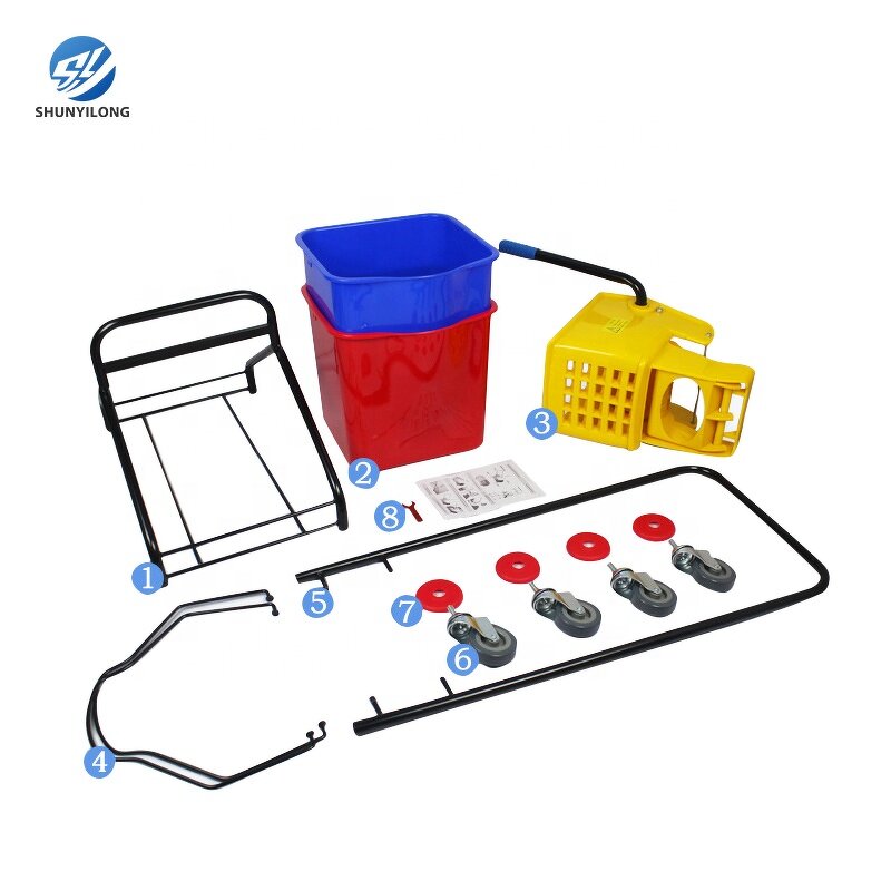 Commercial Mop Wringer Trolley Factory - OEM/ODM Custom Commercial Hotel Cleaning Mop Wringer Trolley Combo Double Bucket