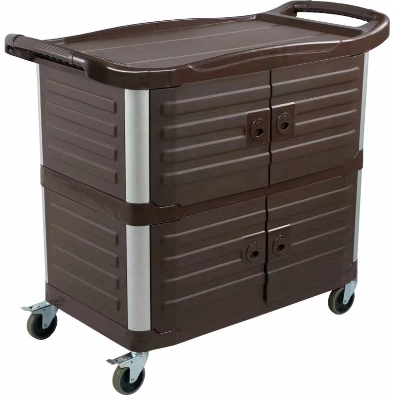 Utility Service Cart Manufacturer - OEM/ODM Custom 3 Shelf Heavy Duty 220LBS Food Service Cart Rolling Kitchen Trolley