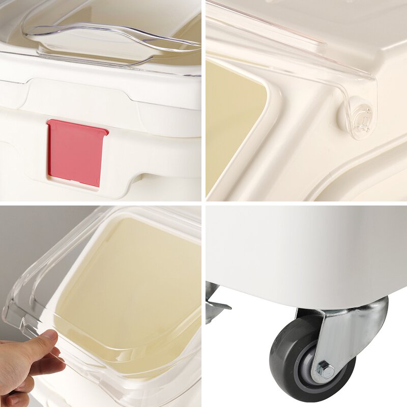 Rice Storage Container Factory - OEM/ODM Custom 40L Food Rice Storage Container with Wheels Flour Cereal Storage Box