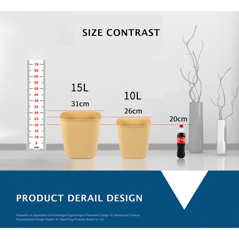 PP Plastic Square Dustbin Factory - OEM/ODM Custom Durable 15L 8L PP Plastic Square Waste Dustbin Smart Standing Hotel