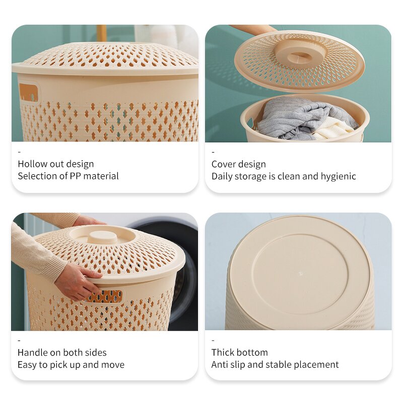 PP Plastic Laundry Basket Factory - OEM/ODM Custom New Style Reusable PP Plastic Laundry Basket with Hollow Out Design