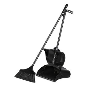Broom Dustpan Set Factory - OEM/ODM Custom Black Plastic Broom Windproof Dustpan Set Household Cleaning Supplies