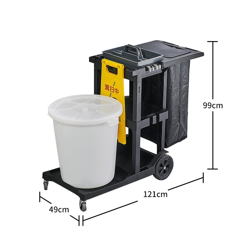 Hotel Cleaning Trolley Factory - OEM/ODM Custom Commercial Hotel Room Cleaning Trolley Multifunctional Plastic Janitorial