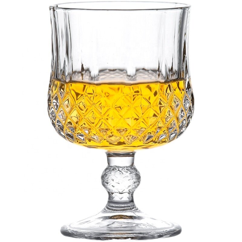 Wine Glasses Factory - OEM/ODM Custom Vintage Embossed Diamond Engraved Crystal Wine Glasses for Champagne