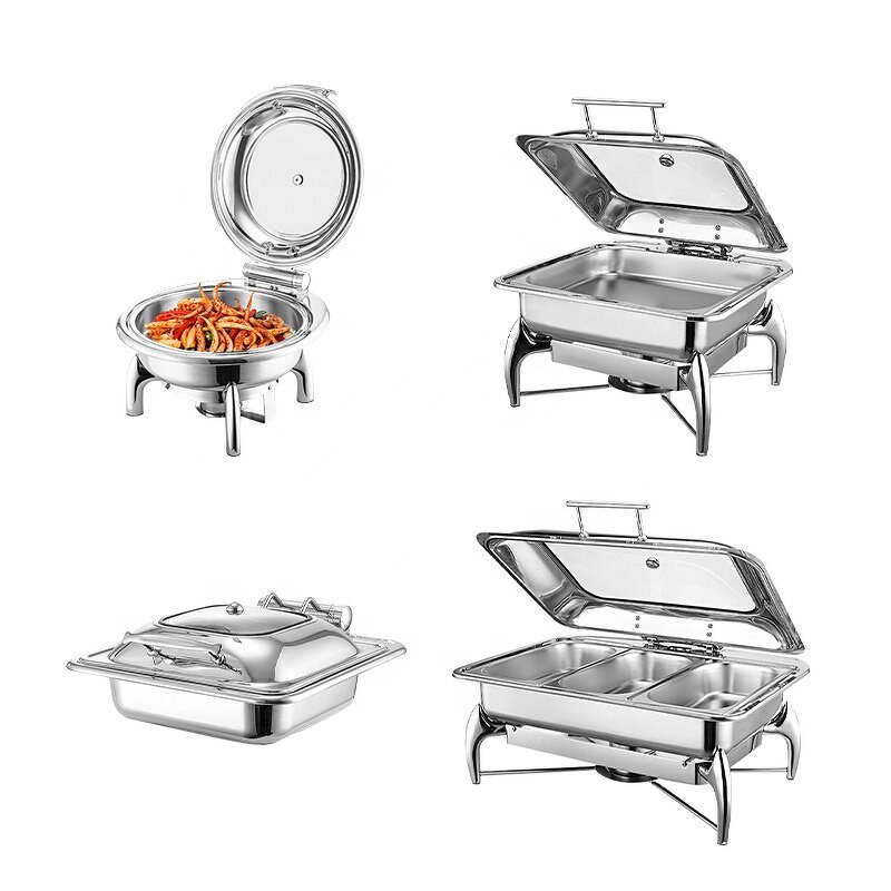 Round Chafer Dishes Set Manufacturer - OEM/ODM Custom Round Chafer Dishes Buffet Set Chefing Chafing Dishes Stainless Steel