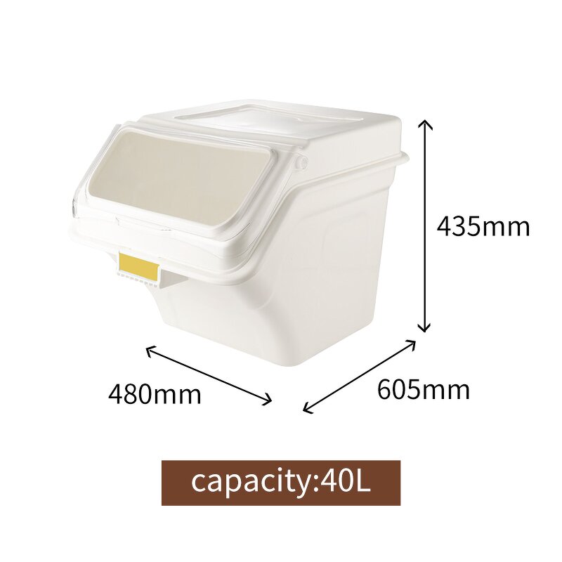 Rice Storage Container Factory - OEM/ODM Custom 40L Food Rice Storage Container with Wheels Flour Cereal Storage Box