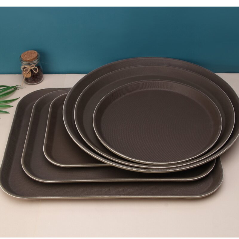 Non Slip Dinner Tray Manufacturer - OEM/ODM Custom Skid Proof Non Slip PP Tray Round Rectangle Dinner Tray for Food Serving