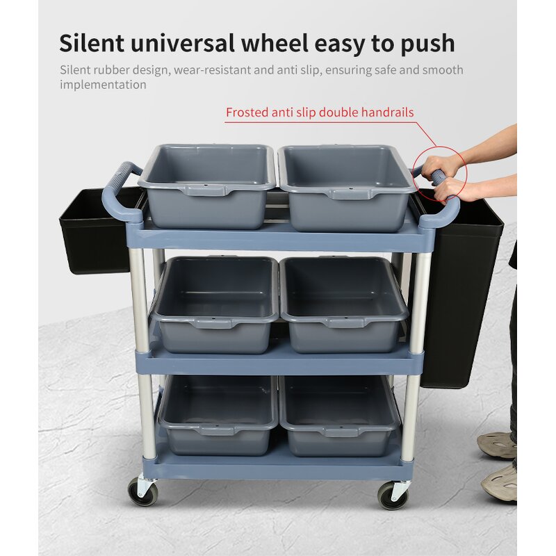 Plastic Service Cart Manufacturer - OEM/ODM Custom Exclusive 3 Tier Plastic Service Cart Durable Kitchen Plate Collector