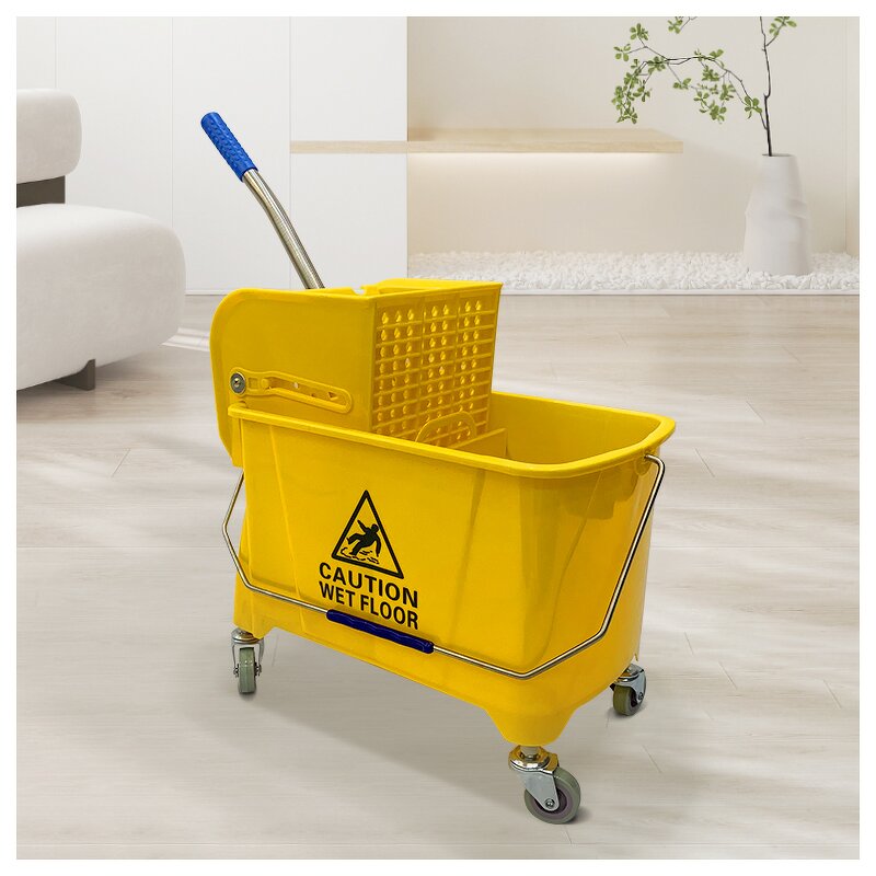 Mop Bucket Factory - OEM/ODM Custom Factory Wholesale Portable Plastic Yellow Wringer Mop Bucket Squeeze 21-25L