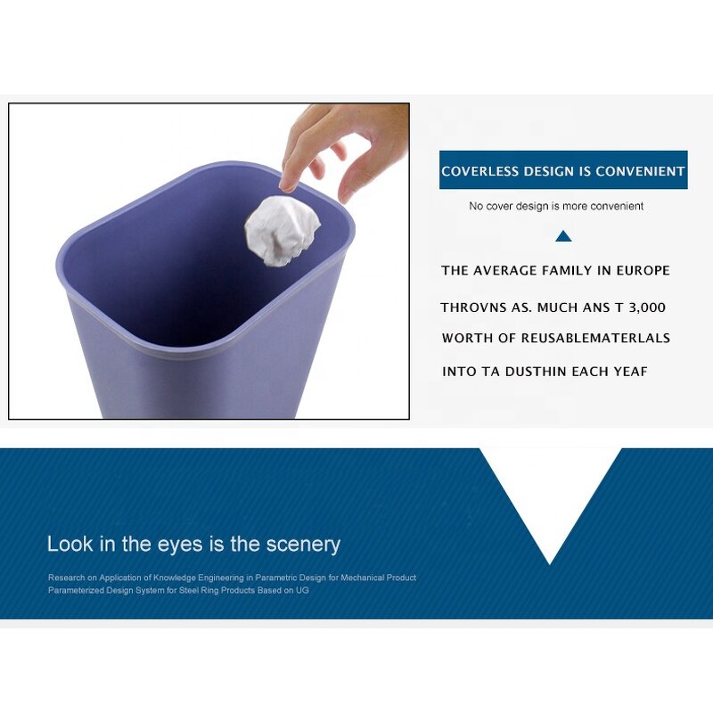 PP Plastic Dustbin Manufacturer - OEM/ODM Custom 20-8L Durable PP Plastic Dustbin Square Hotel Trash Can