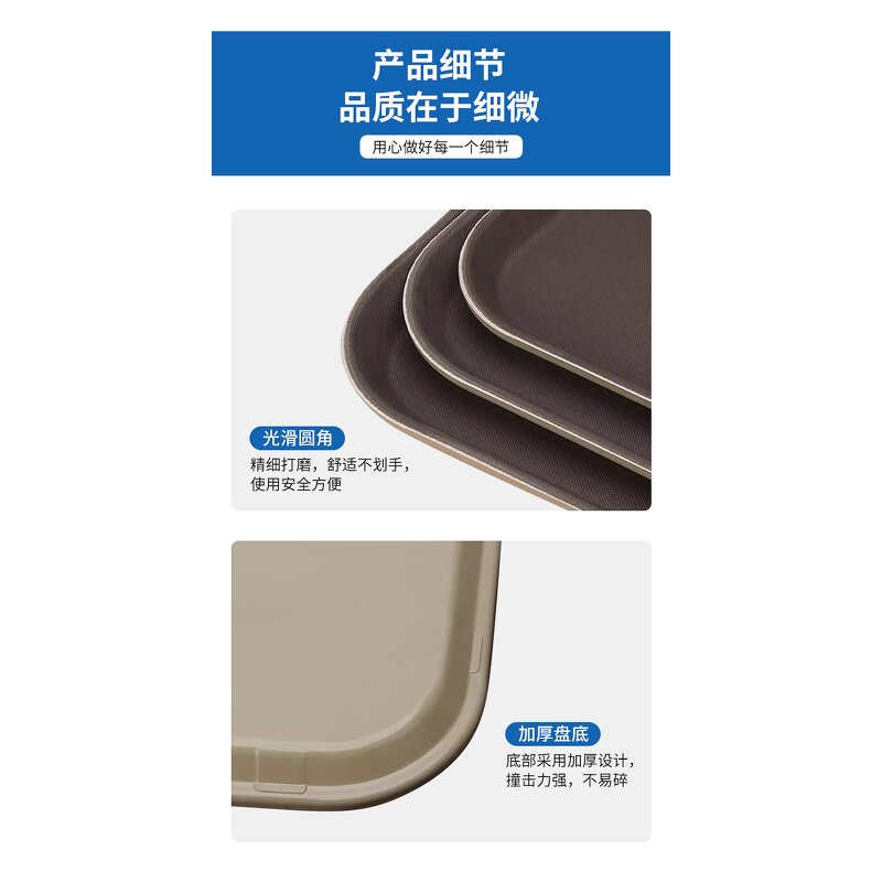 Skid Proof PP Tray Manufacturer - OEM/ODM Custom Skid Proof Non Slip PP Tray Round Rectangle Dinner Tray for Food Serving