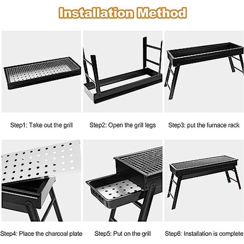 Charcoal BBQ Grill Manufacturer - OEM/ODM Custom Portable Outdoor Fireproof Charcoal Steel BBQ Grill Stove Foldable