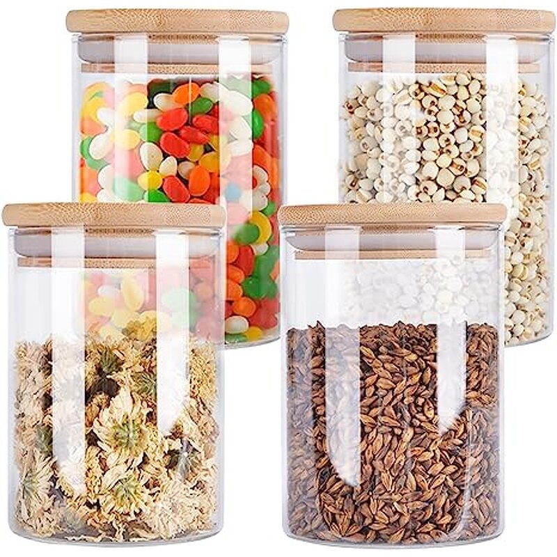 Glass Storage Jar Factory - OEM/ODM Custom Best Price High Borosilicate Glass Food Storage Jar Bamboo Lid 1000ML
