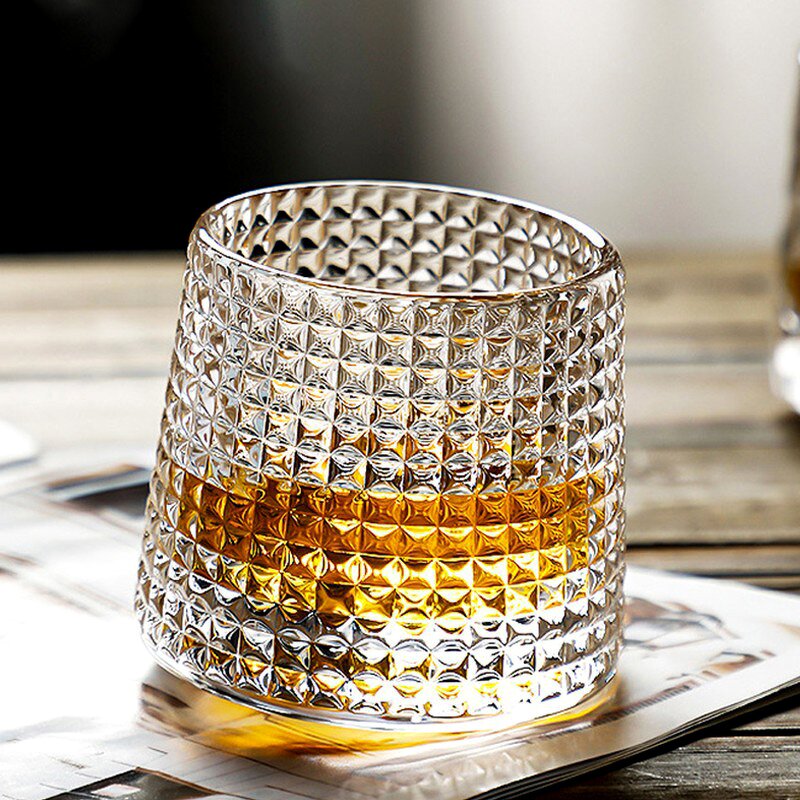 Whiskey Glass Manufacturer - OEM/ODM Custom High Quality Tilting Rolling Drinking Glasses Rock Trapezoid Whiskey Glass