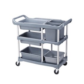 Utility Service Cart Manufacturer - OEM/ODM Custom 3 Shelf Heavy Duty 220LBS Food Service Cart Rolling Kitchen Trolley