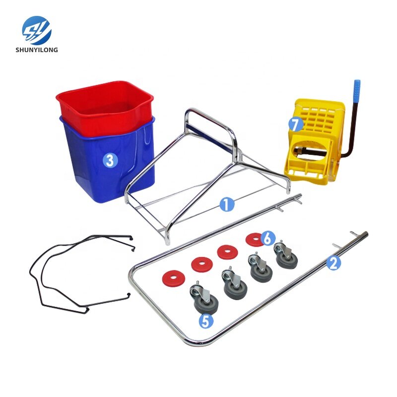 Double Bucket Trolley Manufacturer - OEM/ODM Custom Hotel Housekeeping 30L Double Bucket Trolley PP Plastic Side Press