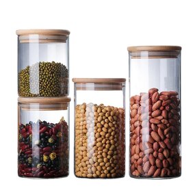 Glass Storage Jar Factory - OEM/ODM Custom Best Price High Borosilicate Glass Food Storage Jar Bamboo Lid 1000ML
