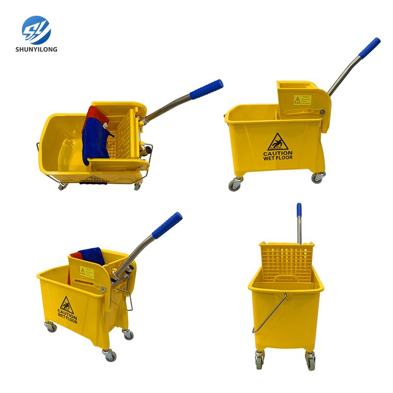Mop Bucket Factory - OEM/ODM Custom Factory Wholesale Portable Plastic Yellow Wringer Mop Bucket Squeeze 21-25L