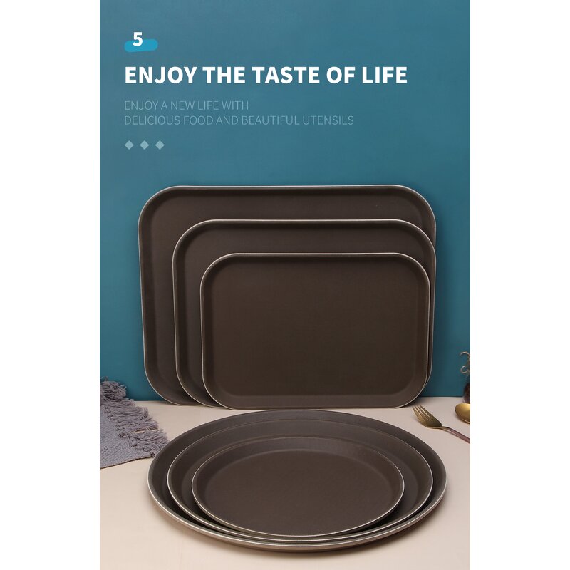 Non Slip Dinner Tray Manufacturer - OEM/ODM Custom Skid Proof Non Slip PP Tray Round Rectangle Dinner Tray for Food Serving