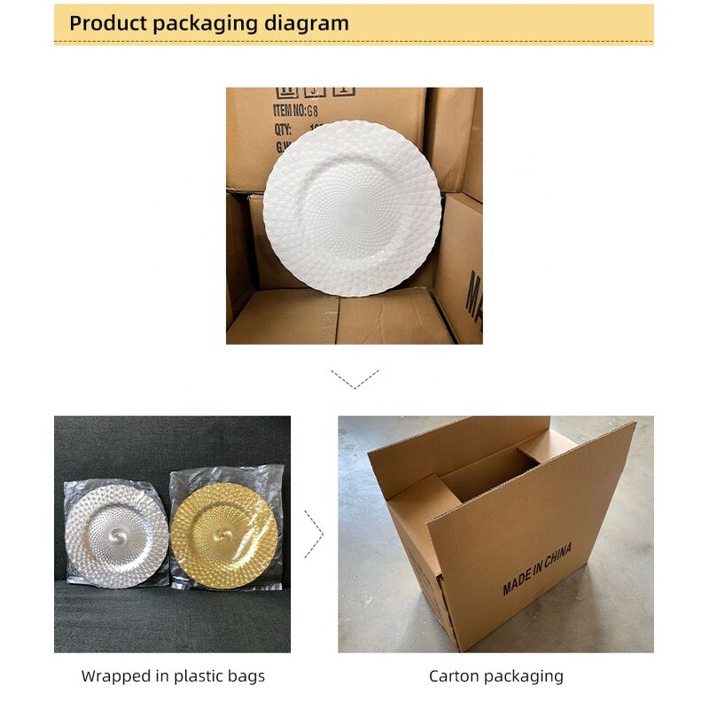 Charger Plates Manufacturer - OEM/ODM Custom Elegant Decorative Charger Plates Silver White Pink Rose Gold Black Wedding