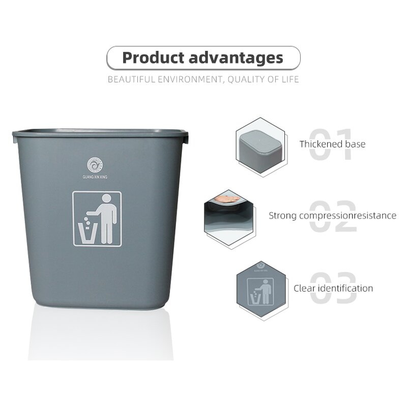Swing Lid Rubbish Bin Manufacturer - OEM/ODM Custom Black Grey Plastic Swing Lid Recycling Rubbish Bin Open Top