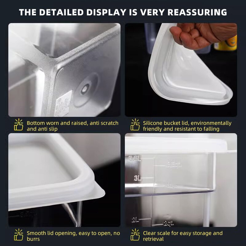 Plastic Food Storage Container Manufacturer - OEM/ODM Custom 2L-22L Plastic PC PP Ingredient Bin Box Kitchen Storage